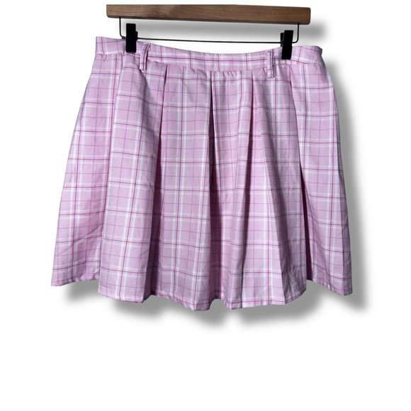 Hot Topic Sweet Society Pink & Lavender Plaid Pleated Skirt Size XL - Picture 3 of 11